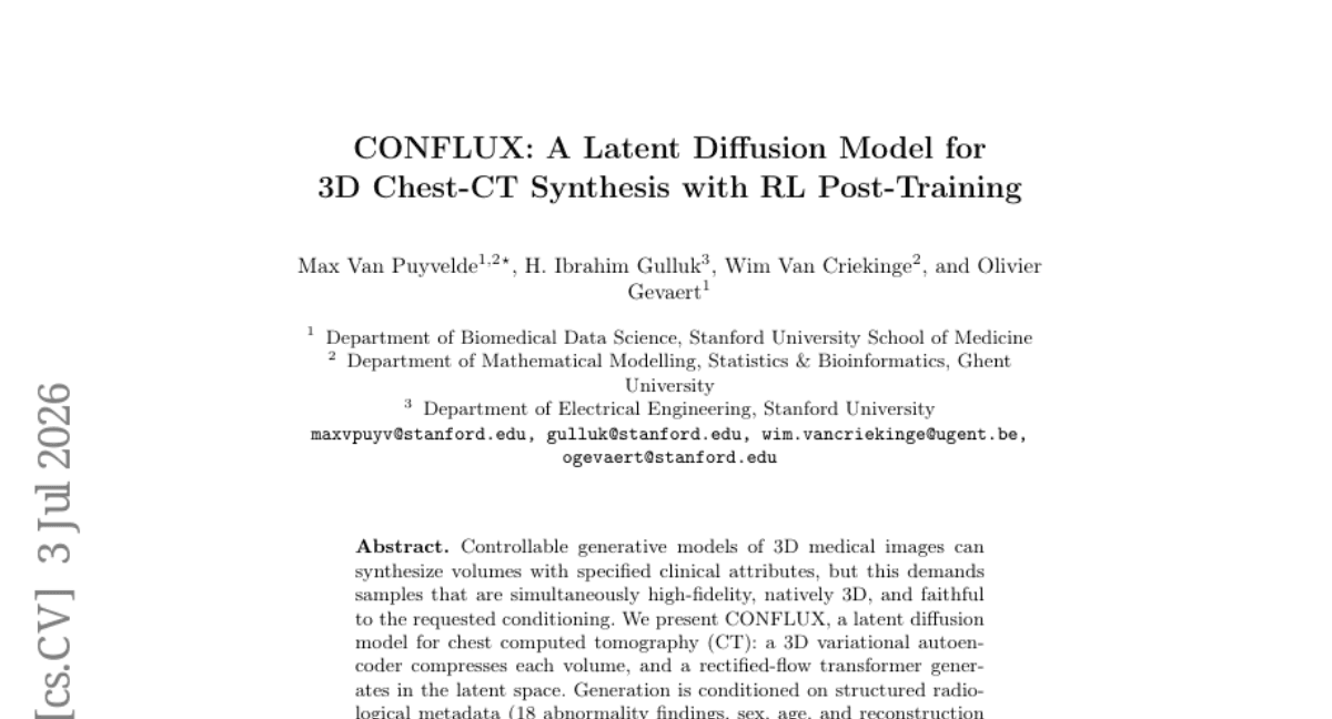 CONFLUX: A Latent Diusion Model for 3D Chest-CT Synthesis with RL Post-Training