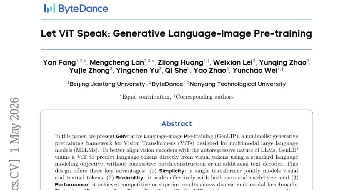 Let ViT Speak: Generative Language-Image Pre-training