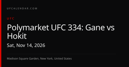 Polymarket UFC 334: Gane vs Hokit - UFC Calendar 2026