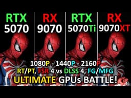 RTX 5070 vs RX 9070 vs RTX 5070 Ti vs RX 9070 XT | DLSS 4 vs FSR 4 | Ray/Path Tracing + FG/MFG