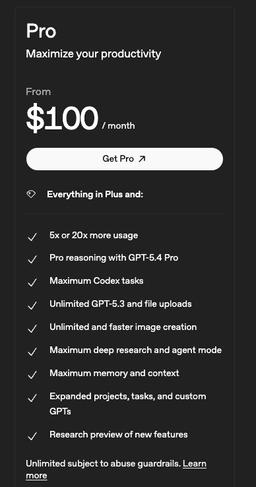 @therundownai: OpenAI just launched a new $100/mo ChatGPT tier

"This new tier offers 5x more Codex usage than Plus...