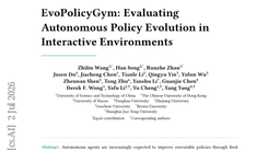 EvoPolicyGym: Evaluating Autonomous Policy Evolution in Interactive Environments
