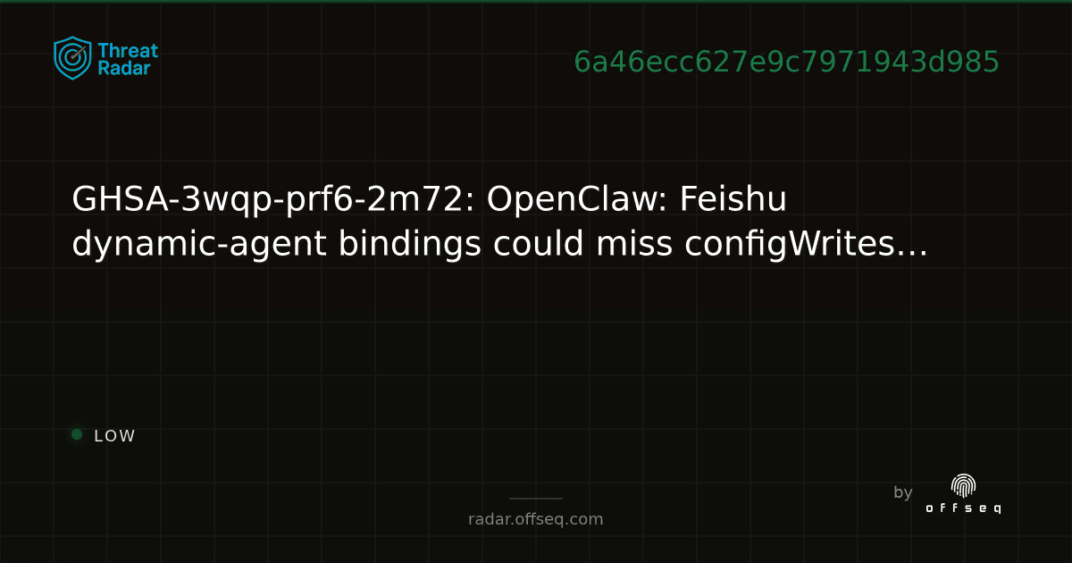 GHSA-3wqp-prf6-2m72: OpenClaw: Feishu dynamic-agent ...