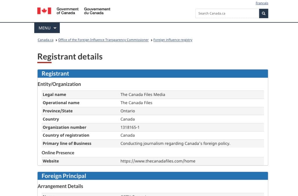 Technical Failure Removes China-Linked Filing From Canada’s New Foreign-Influence Registry