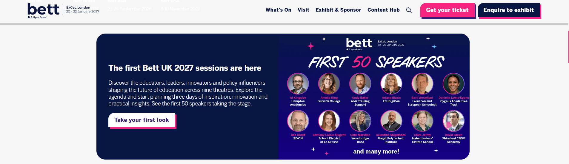 Bett UK 2027, ExCeL London, 20–22 January 2027