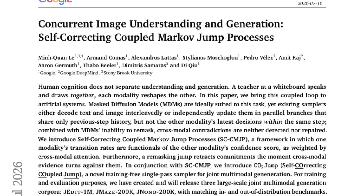 Concurrent Image Understanding and Generation: Self-Correcting Coupled Markov Jump Processes