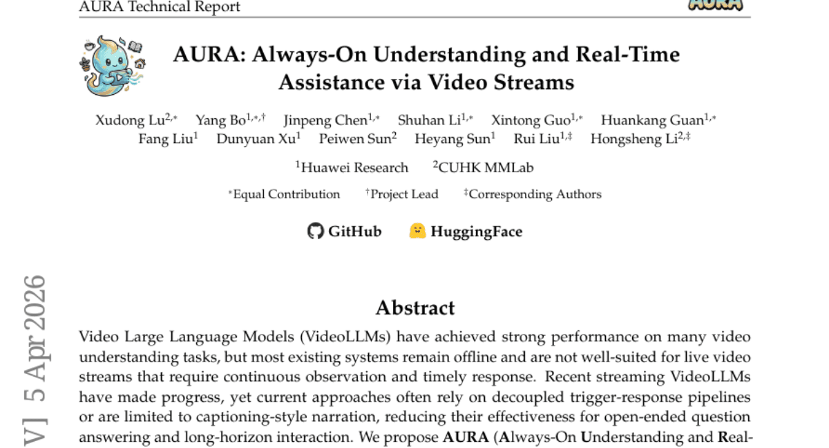 AURA: Always-On Understanding and Real-Time Assistance via Video Streams