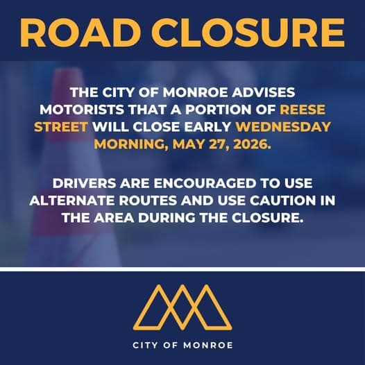 City of Monroe announces partial road closure for Reese St. Wednesday morning