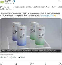 China's New Battery Tax: What It Means for EV Makers