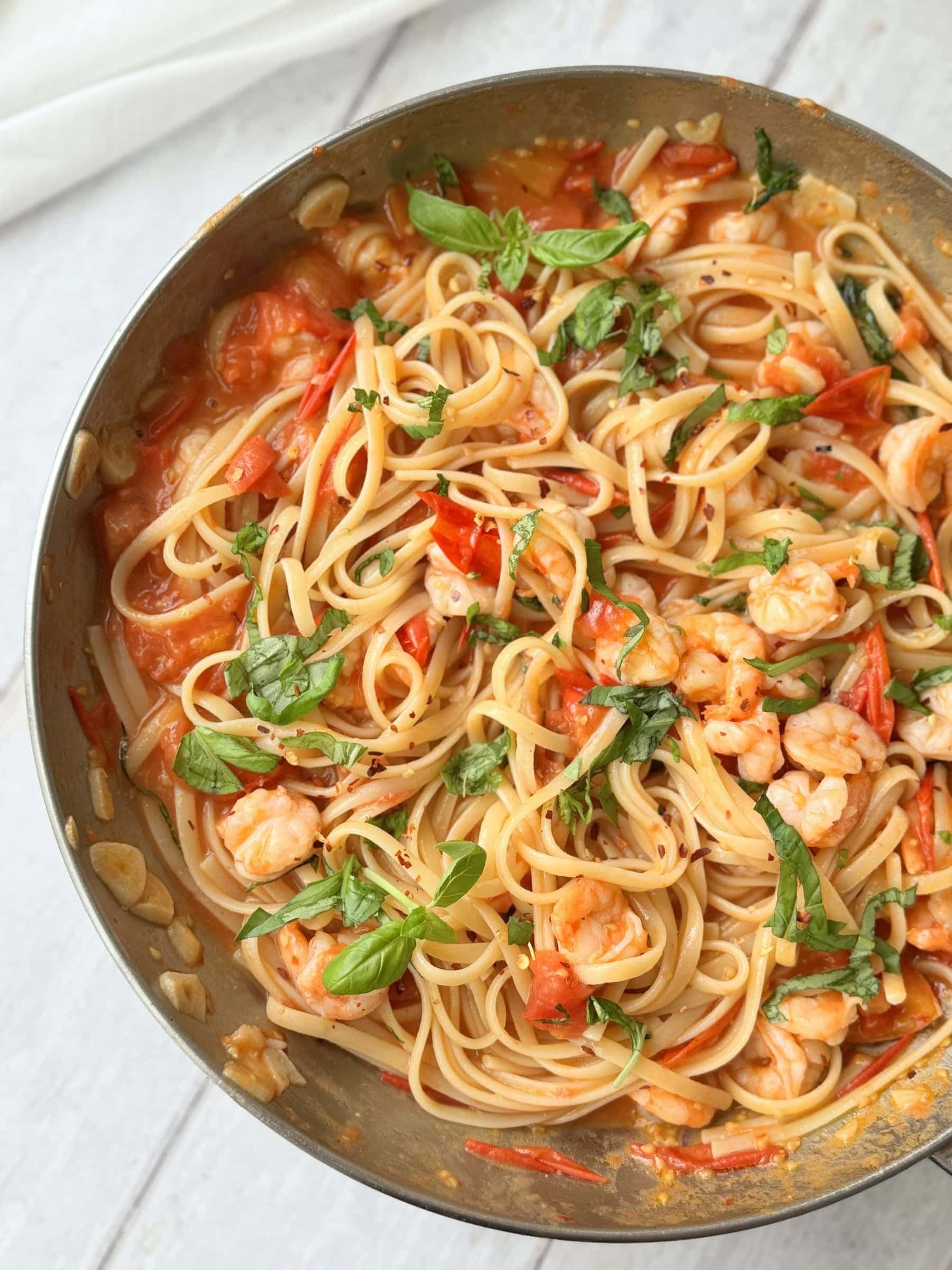 My Go To Prawn and Tomato Linguine