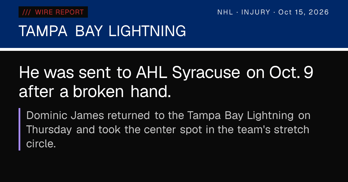 Lightning Manage Early-Season Injuries and Roster Space