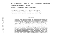 MLE-World: Predicting Machine Learning Experiment Outcomes with a Learned World Model