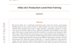 Miles v0.1: Production-Level Post-Training