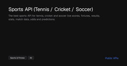 Sports API (Tennis / Cricket / Soccer) - Public APIs