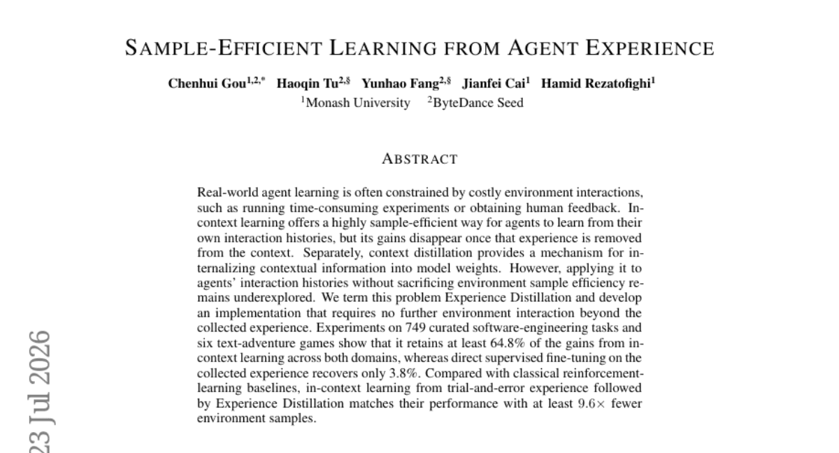 Sample-Efficient Learning from Agent Experience