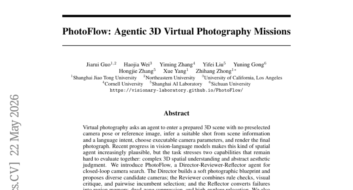 PhotoFlow: Agentic 3D Virtual Photography Missions