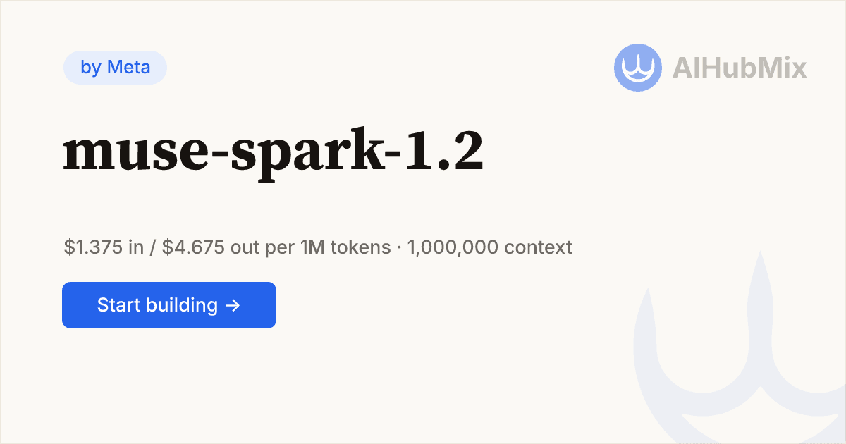 muse-spark-1.2 - API Pricing & Performance