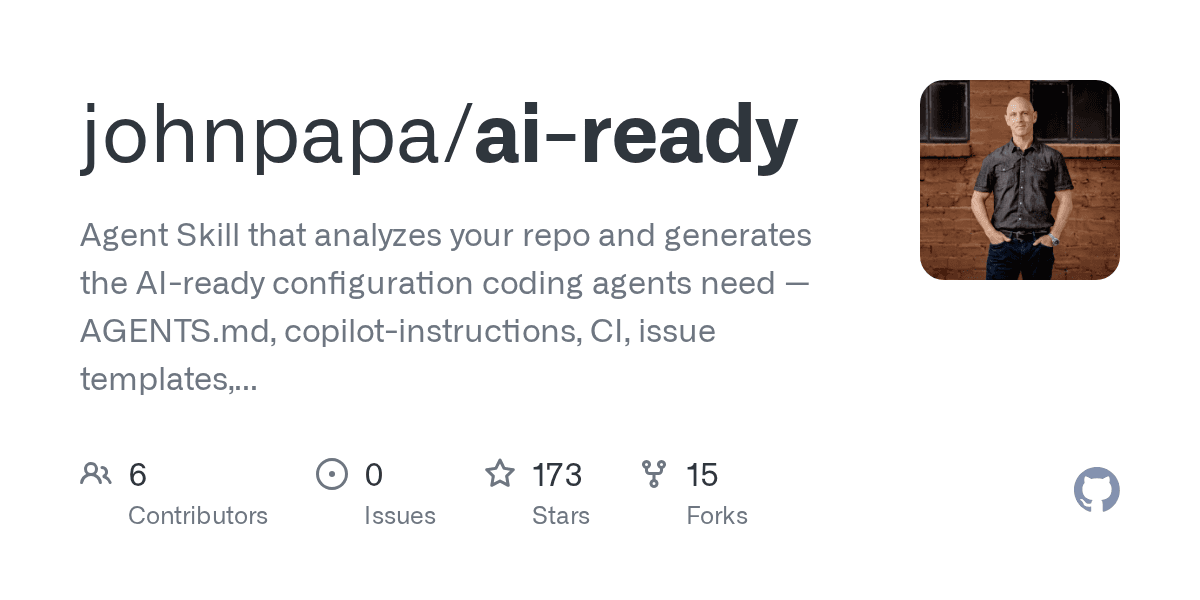 GitHub - johnpapa/ai-ready: Agent Skill that analyzes your repo and ...