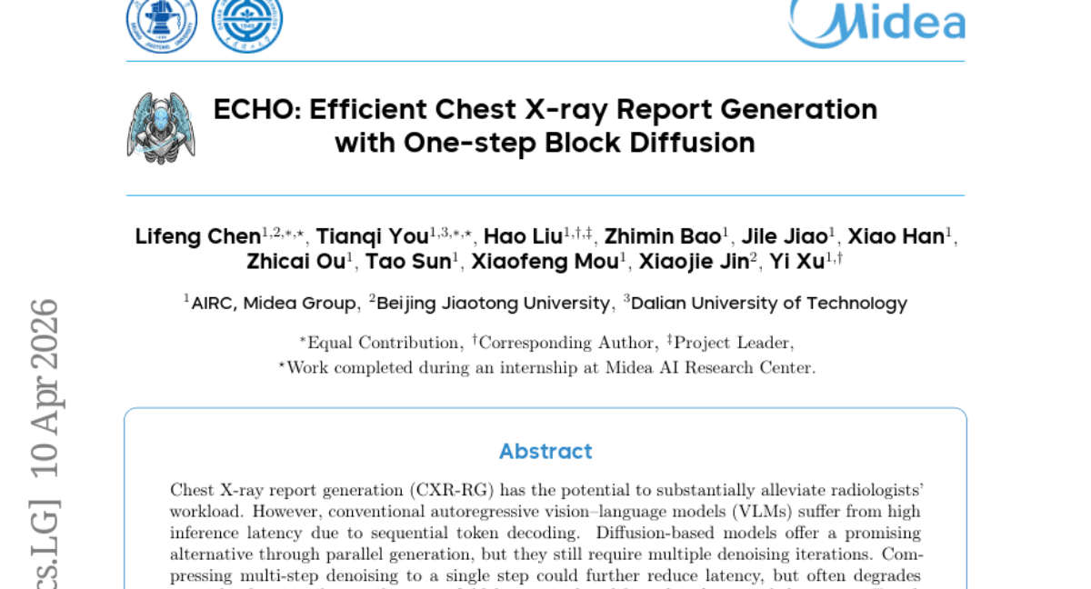 ECHO: Efficient Chest X-ray Report Generation with One-step Block Diffusion