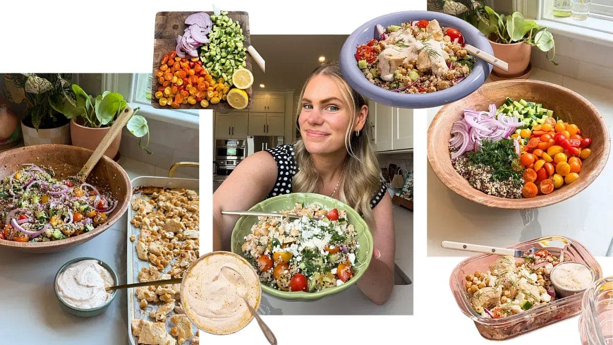 greek-style chicken & chickpea bowls