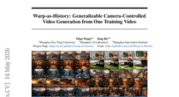 Warp-as-History: Generalizable Camera-Controlled Video Generation from One Training Video