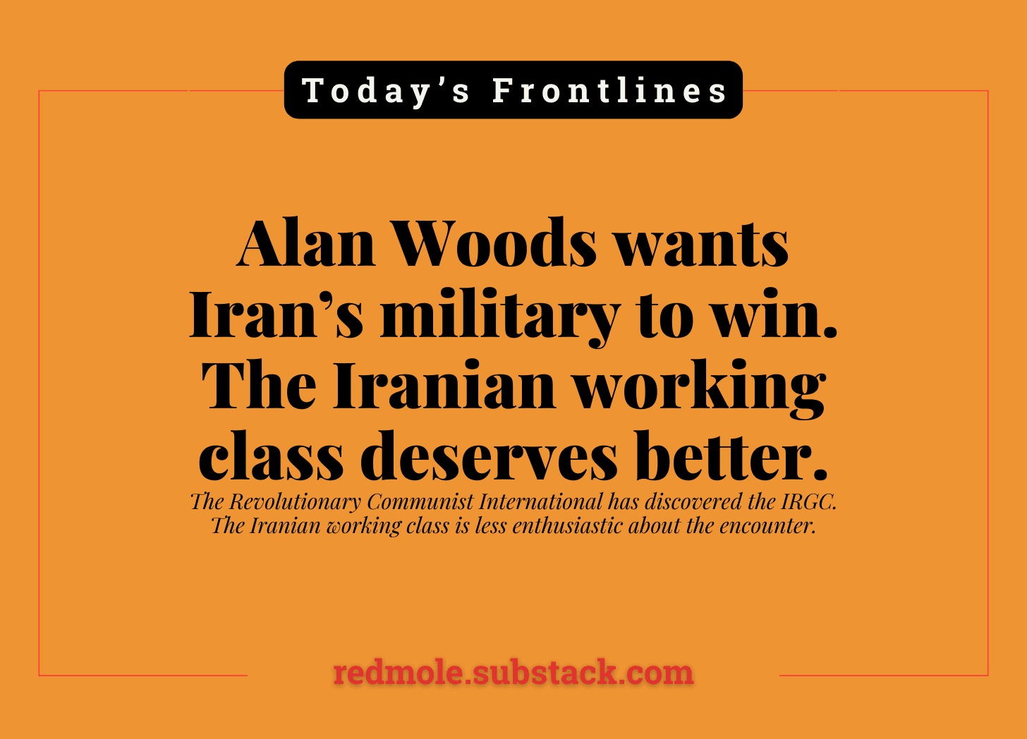 Alan Woods wants Iran's military to win. The Iranian working class deserves better.