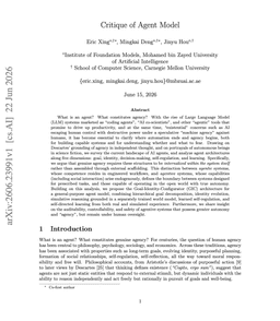 @omarsar0: // Critique of the Agent Model //

Finally, a paper that tries to define what an agent is and what a...
