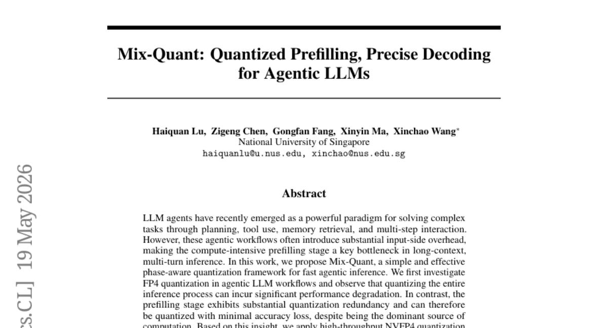Mix-Quant: Quantized Prefilling, Precise Decoding for Agentic LLMs