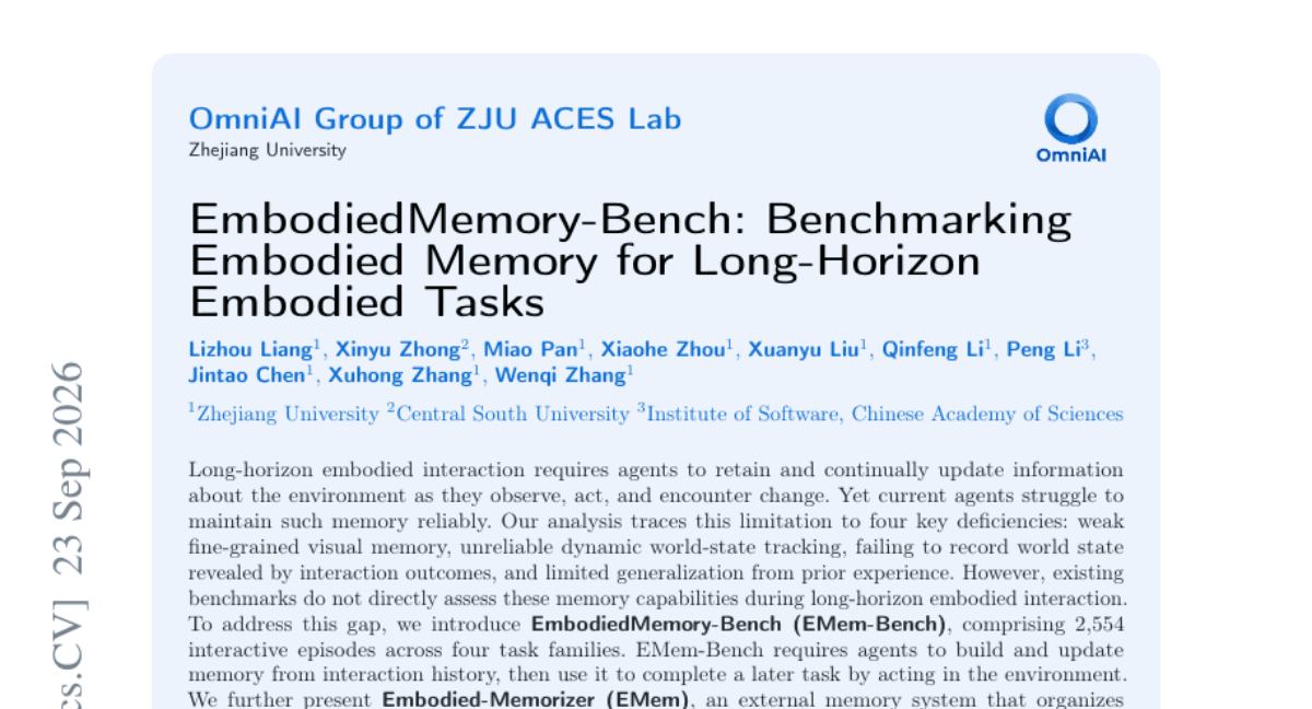 EmbodiedMemory-Bench: Benchmarking Embodied Memory for Long-Horizon Embodied Tasks