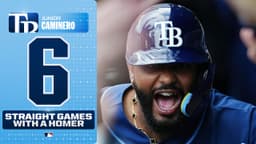 JUNIOR CAMINERO HOMERS IN 6TH STRAIGHT GAME 🚨 (Youngest player in Modern Era to HR in 6 straight!)