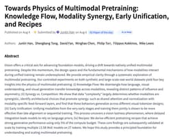@_akhaliq: Towards Physics of Multimodal Pretraining

Knowledge Flow, Modality Synergy, Early Unification, and ...