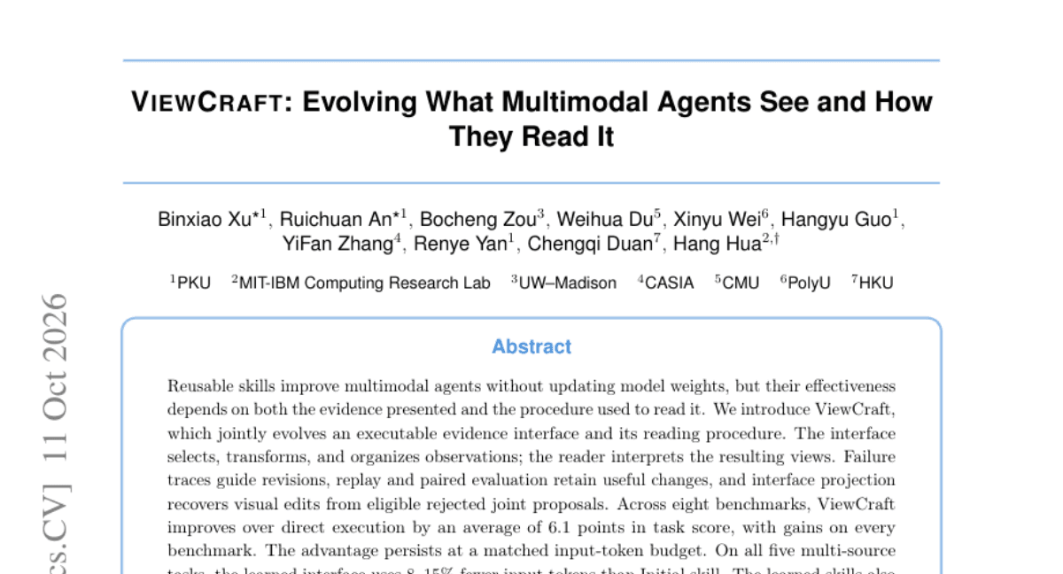 VIEWCRAFT: Evolving What Multimodal Agents See and How They Read It