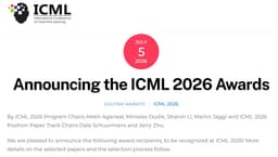 @thegautamkamath reposted: 🏆Announcing the #ICML2026 Awards! 🏆
Including Outstanding Papers (research paper...
