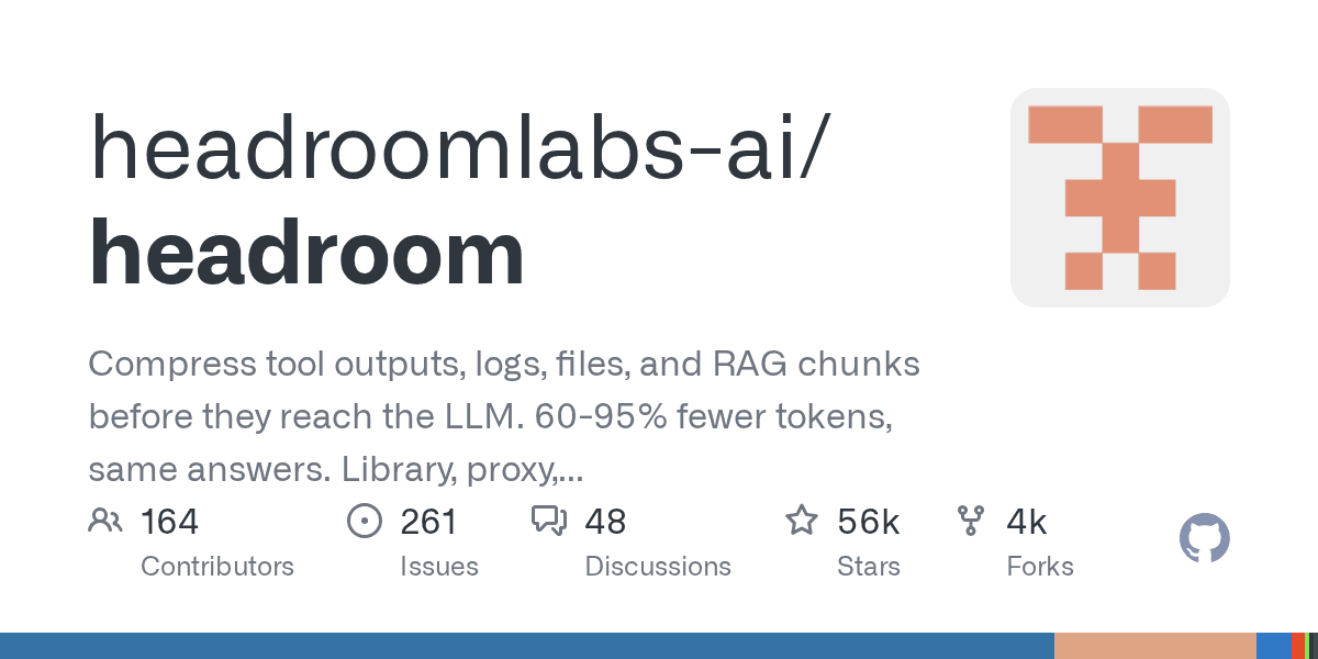 headroomlabs-ai/headroom: Compress tool outputs, logs ...