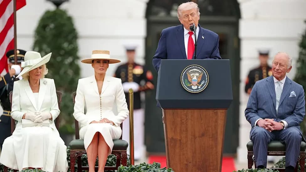 Liberals rage as Trump hails USA's 'Anglo-Saxon' heritage during King Charles visit - AOL