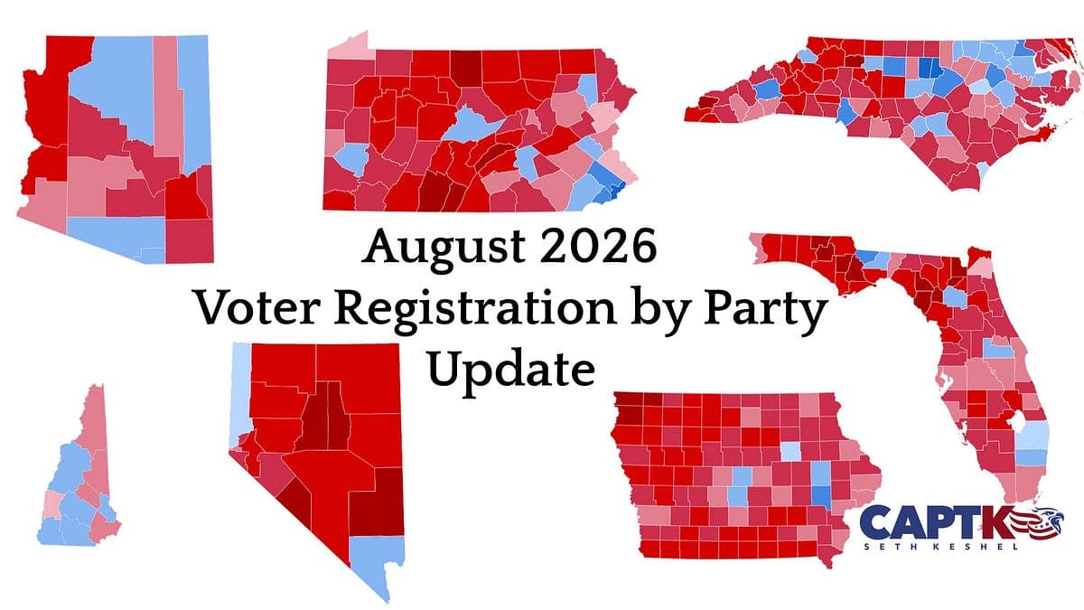 August 2026 Voter Registration by Party Updates for Key 2026 and 2028 Battlegrounds