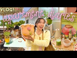 APARTMENT DIARIES🌟: deep cleaning, grocery + spring decor shopping & repotting my plants🪴