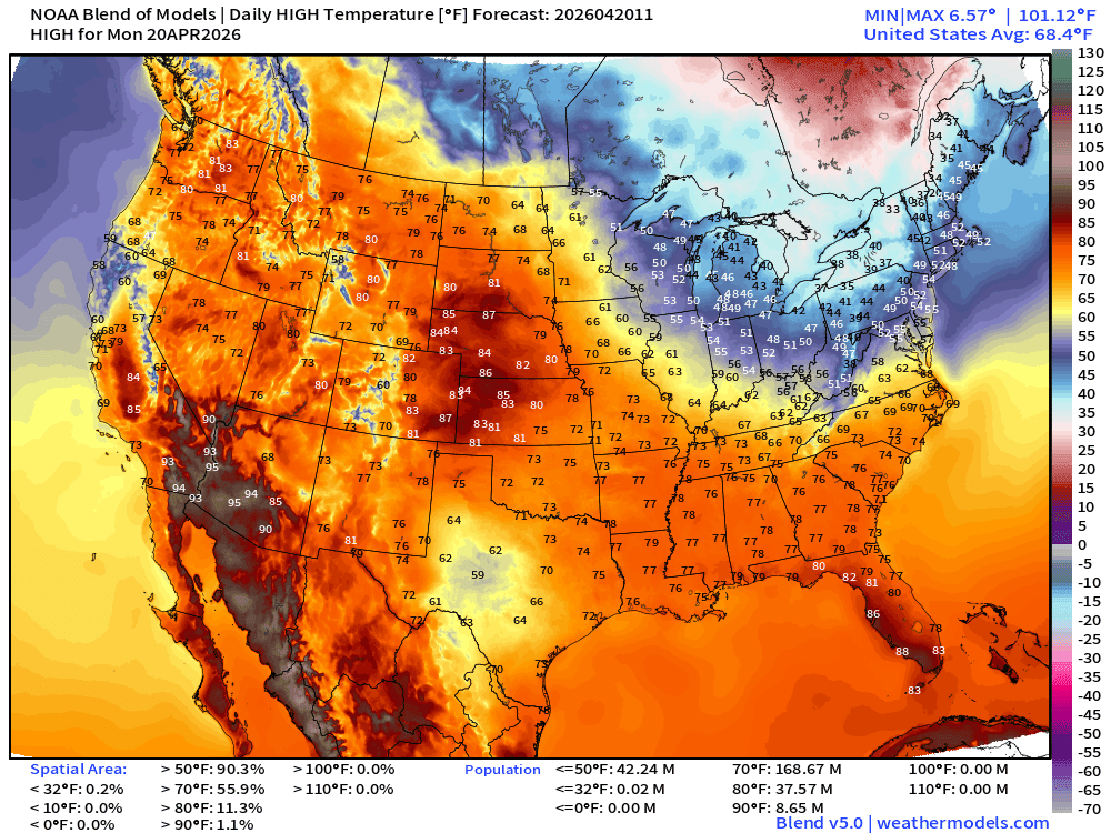April 20, 2026 Monday Spring Weather
