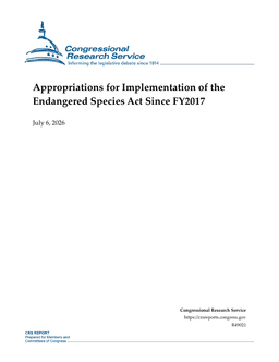Appropriations for Implementation of the Endangered ...