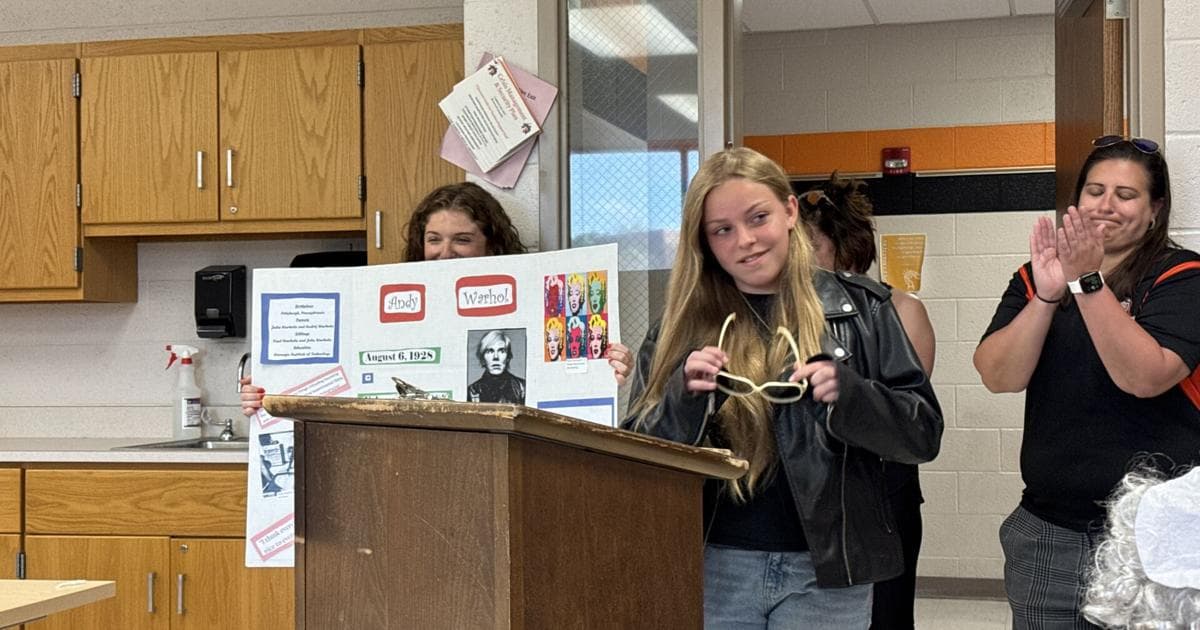 Towanda School Board gets visit from Living Wax Museum students