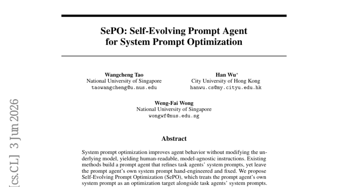 SePO: Self-Evolving Prompt Agent for System Prompt Optimization