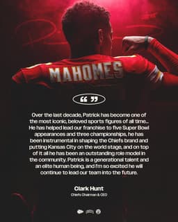 @PatrickMahomes reposted: Chairman and CEO Clark Hunt on Patrick Mahomes’ extension. https://t.co/i4aSQkI4...