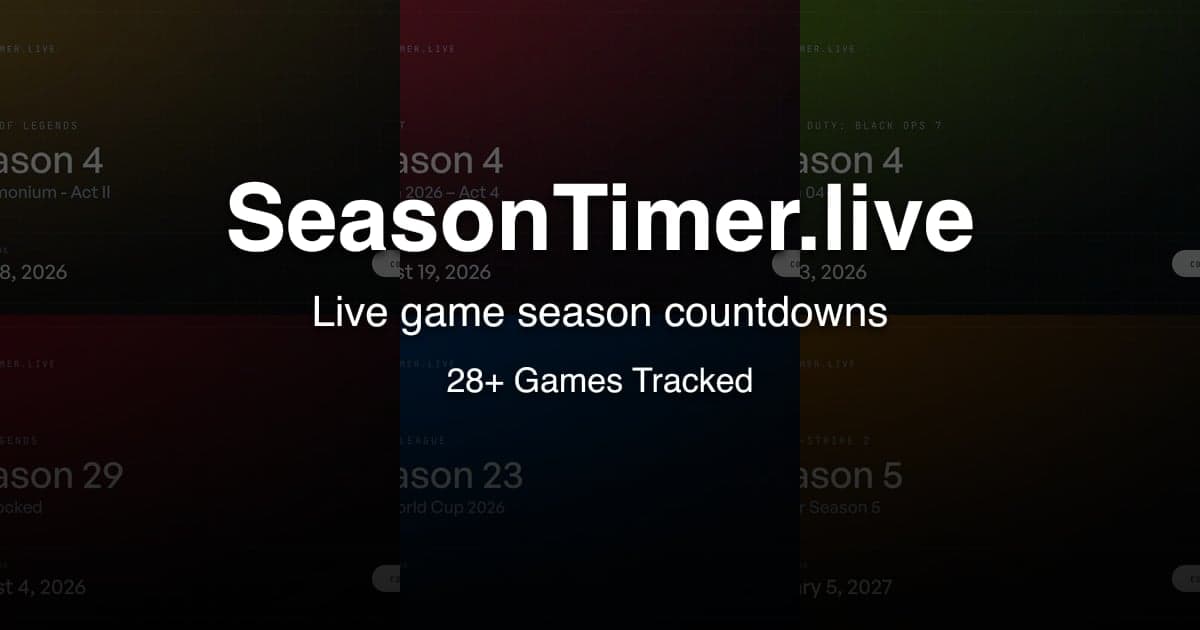 Live Countdown Timers: GGS ▷ Game Season End Dates