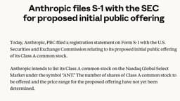 Anthropic 的 S-1 出來了（Nasdaq，代號 ANT）