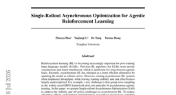 Single-Rollout Asynchronous Optimization for Agentic Reinforcement Learning