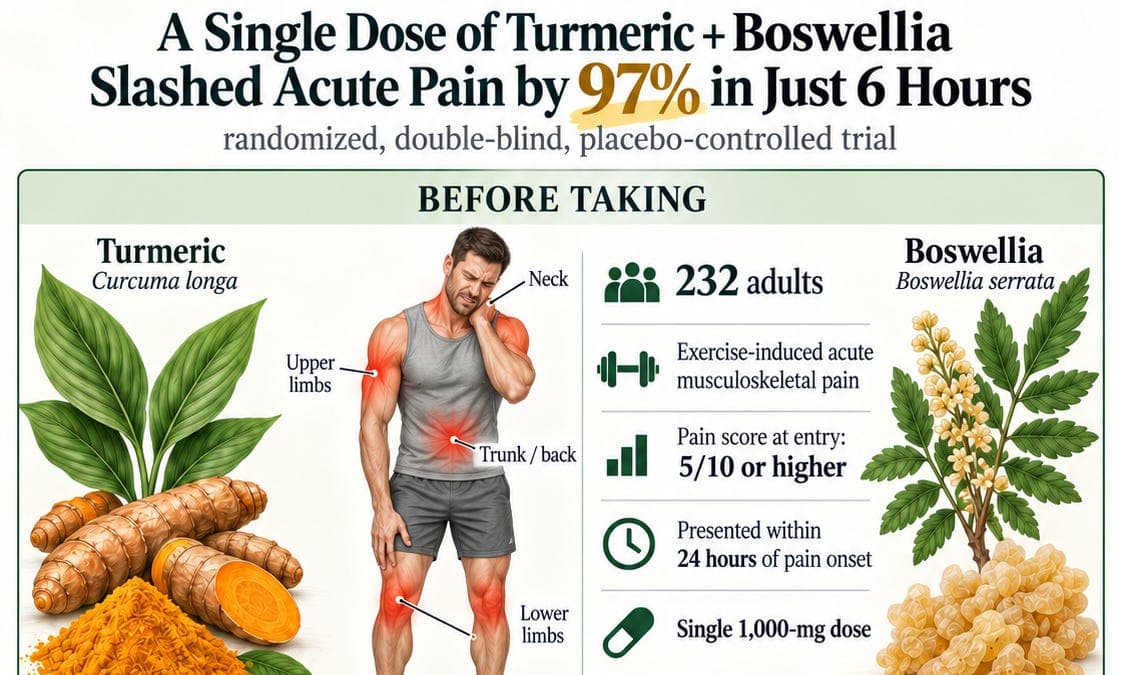 STUDY: A Single Dose of Turmeric + Boswellia Slashed Acute Pain by 97% in Just 6 Hours