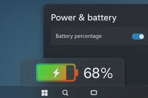 Windows 11 Gains Colorful Battery Icons and On-Taskbar Percentage (KB5077241) | Windows Forum