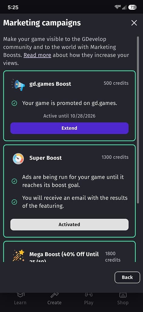 Game promoted not visible on gd.games on mobile?