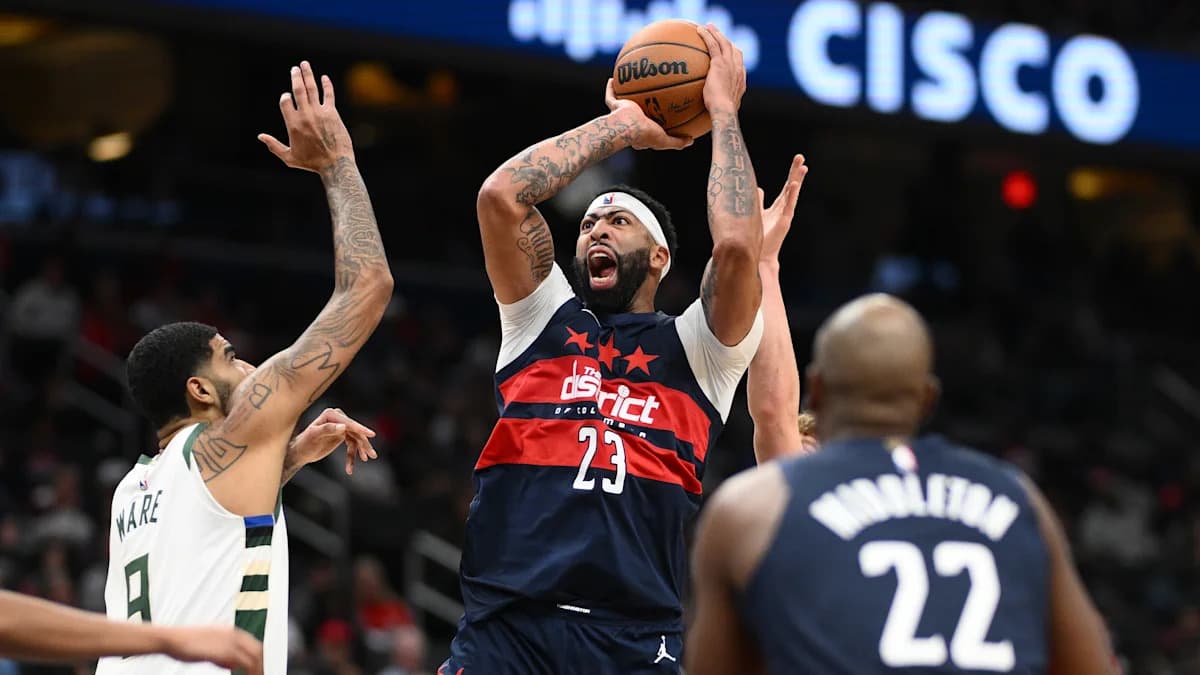 Anthony Davis ties Wizards record with 34 points in victorious debut vs. Bucks