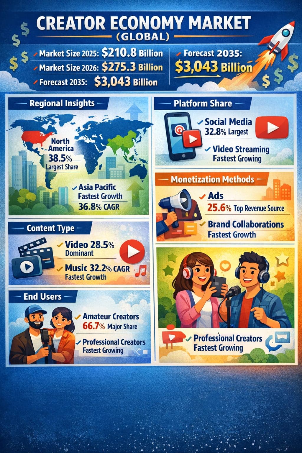 Global Creator Economy Market Size to Hit USD 3,043 Billion by 2035, Growing at 30.6% CAGR | Futurism